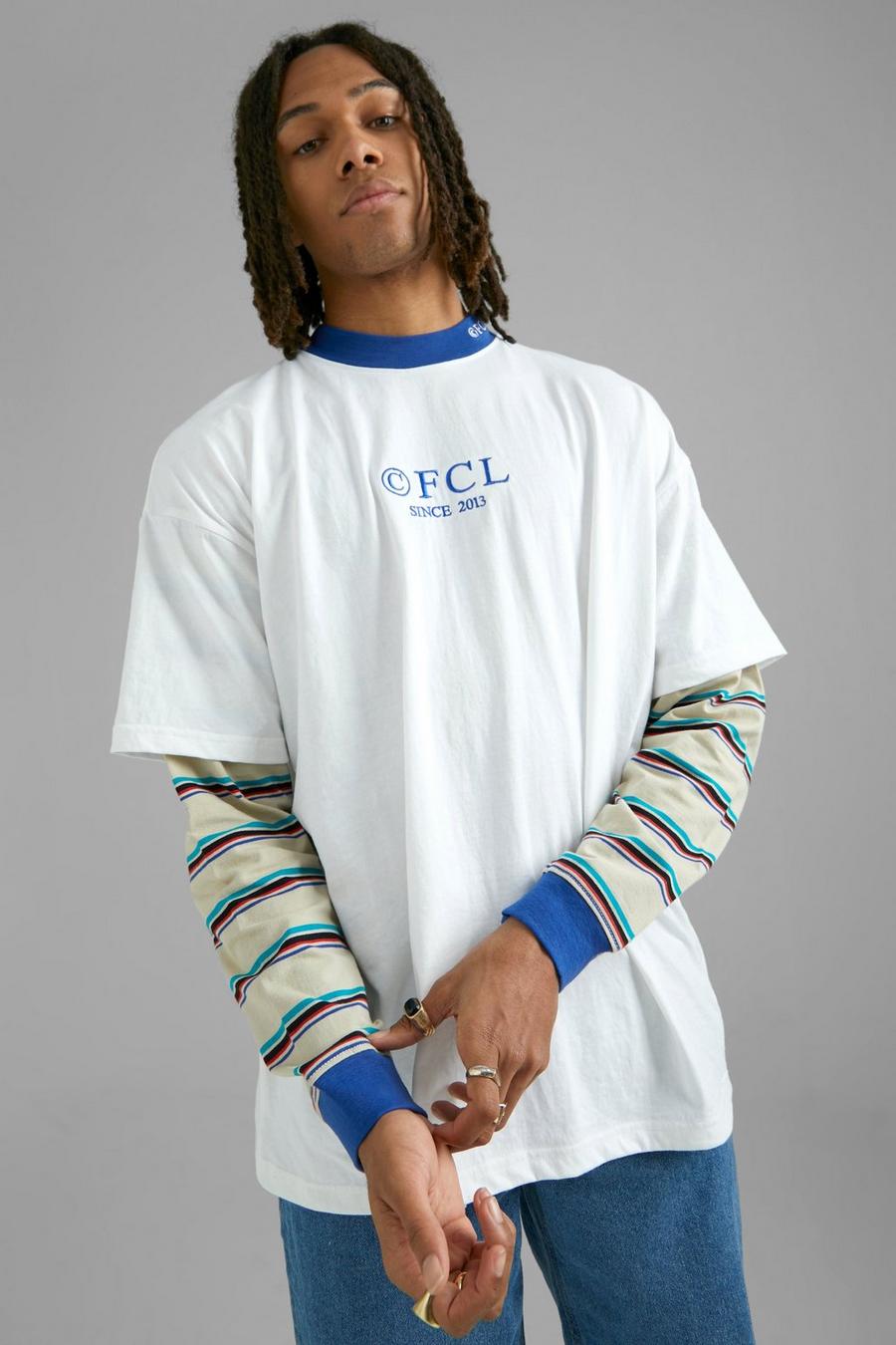 White Oversized Ofcl Faux Layer Long Sleeve T-shirt