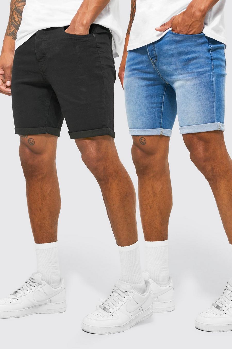 Multi Stretch Skinny Fit Denim Shorts (2 Stuks)