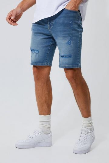 Tall Skinny Stretch Distressed Jean Short light blue