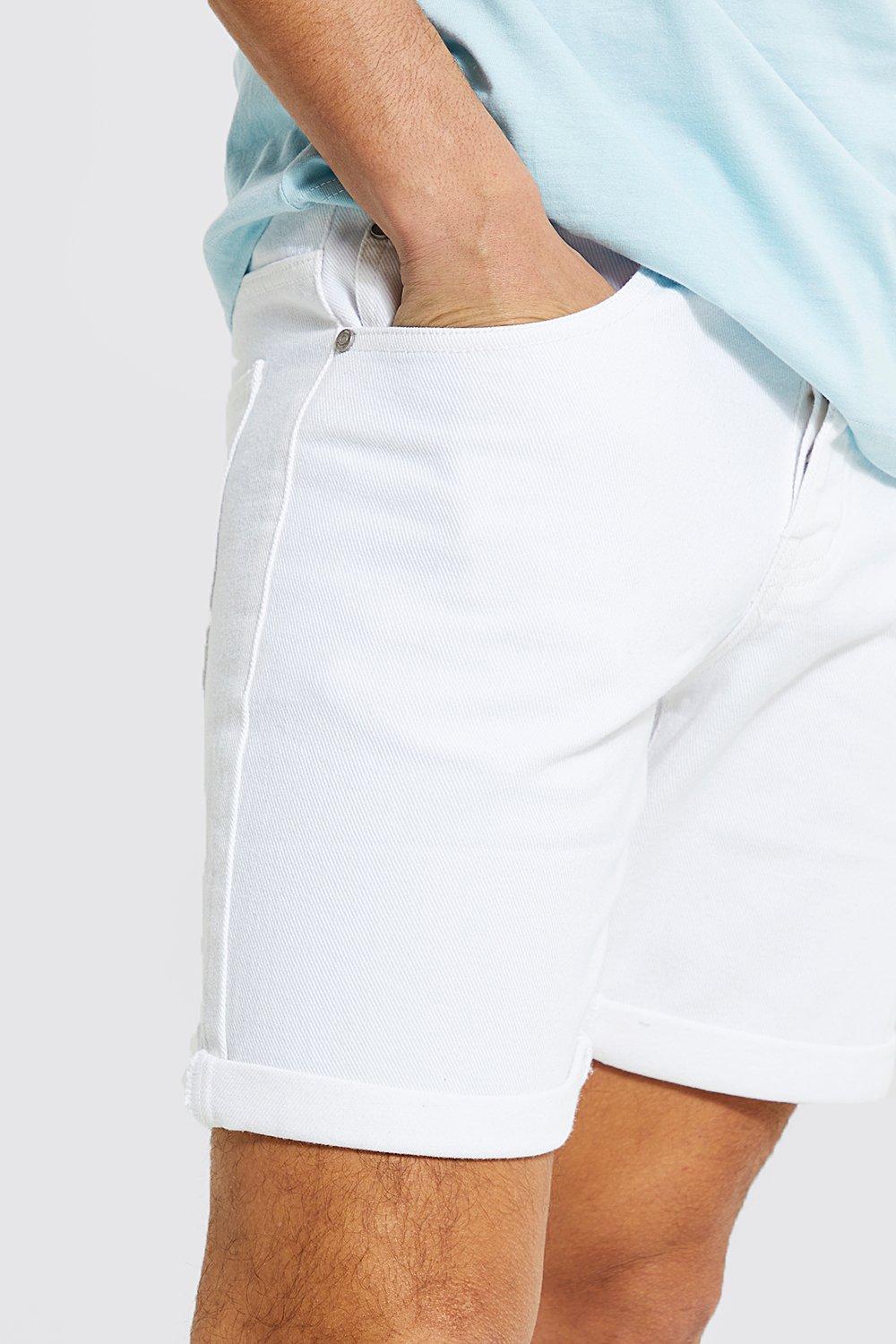 Mens white shop skinny shorts