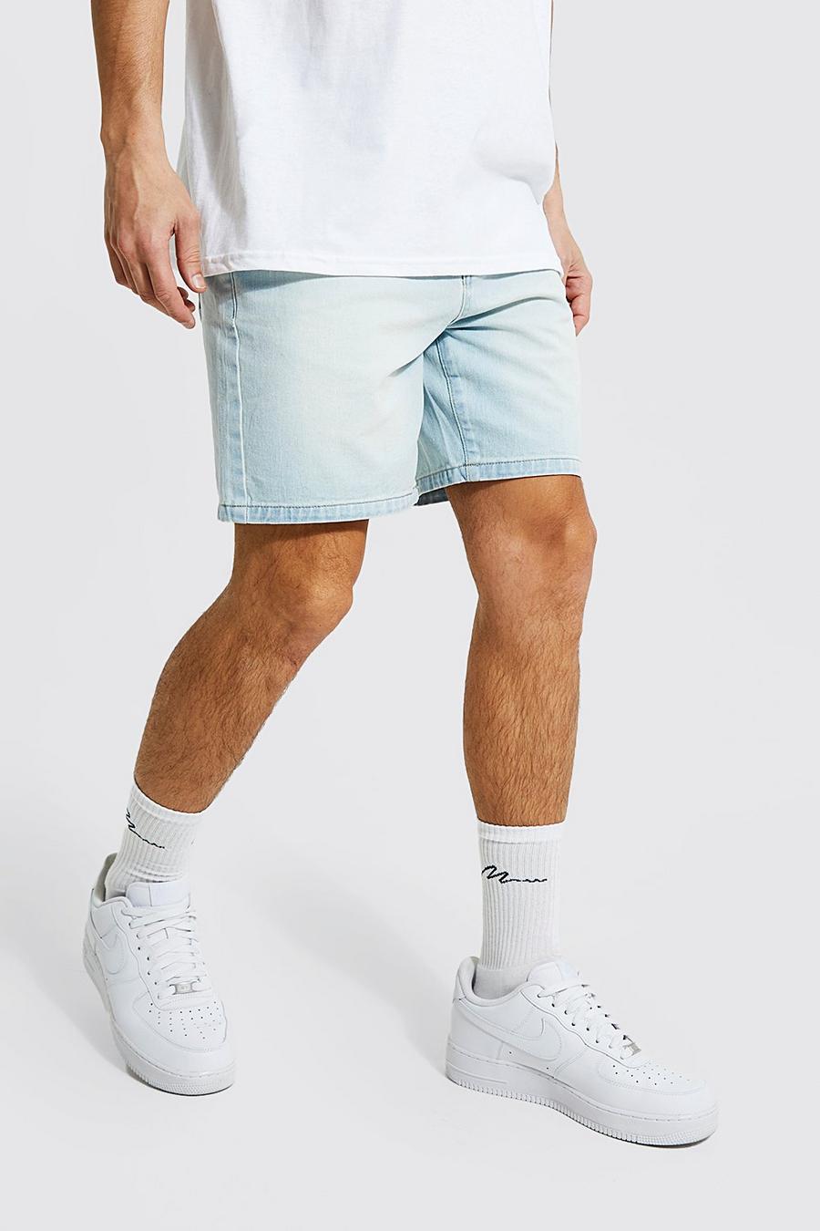 Ice blue Relaxed Fit Rigid Denim Shorts  image number 1