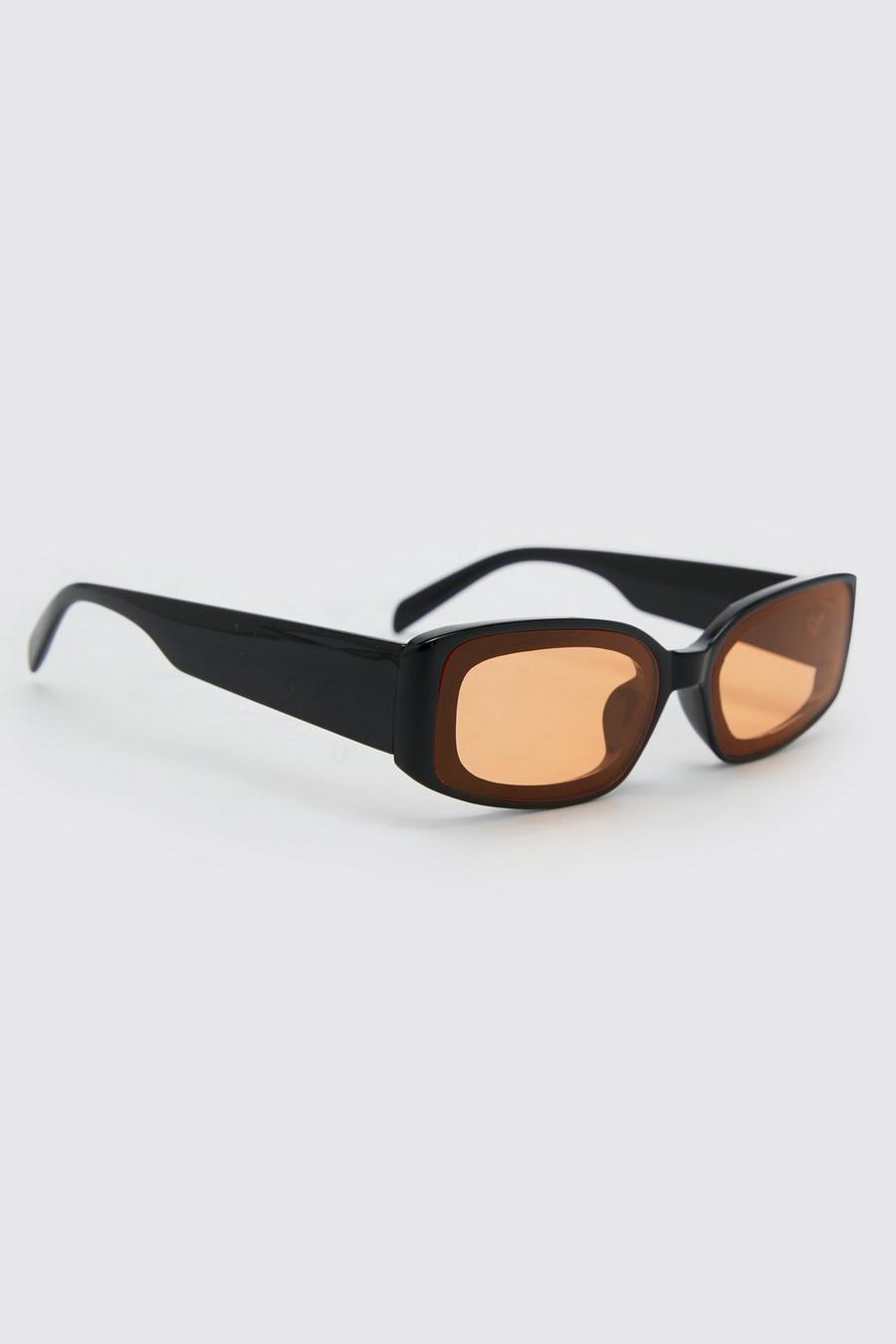 Orange Plastic Overlay Rectangular Sunglasses image number 1