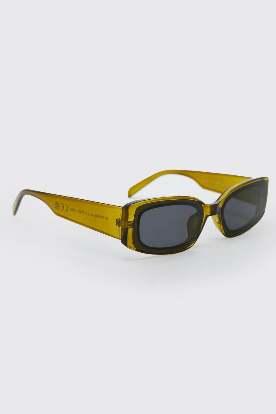Lime Plastic Overlay Rectangular Sunglasses image number 1