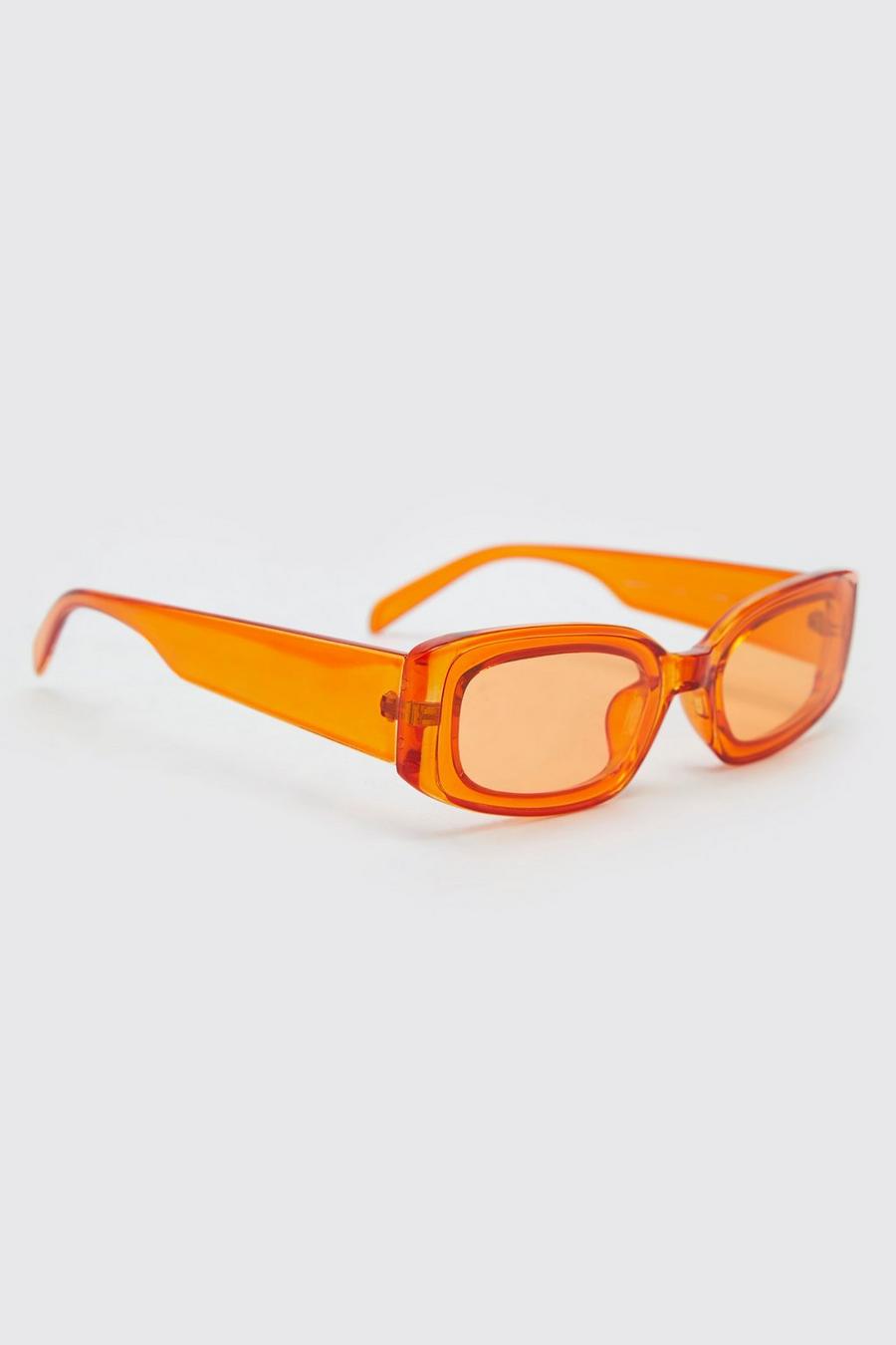 Orange Plastic Overlay Rectangular Sunglasses image number 1