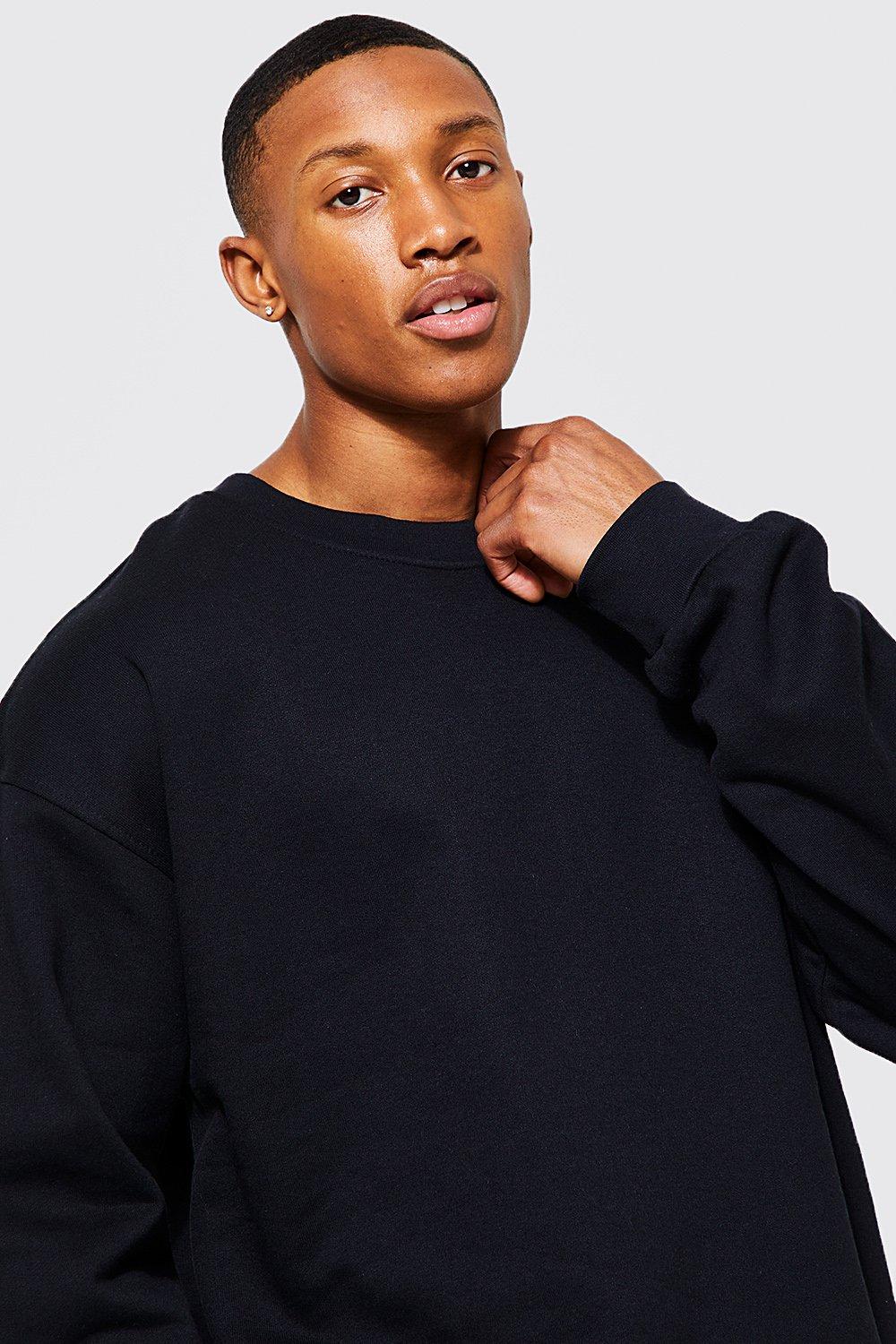 Black Oversized Crew Neck Sweatshirt | estudioespositoymiguel.com.ar