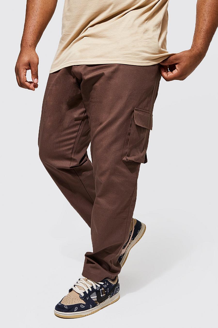 Chocolate braun Plus Slim Fit Cargo Chino Trousers