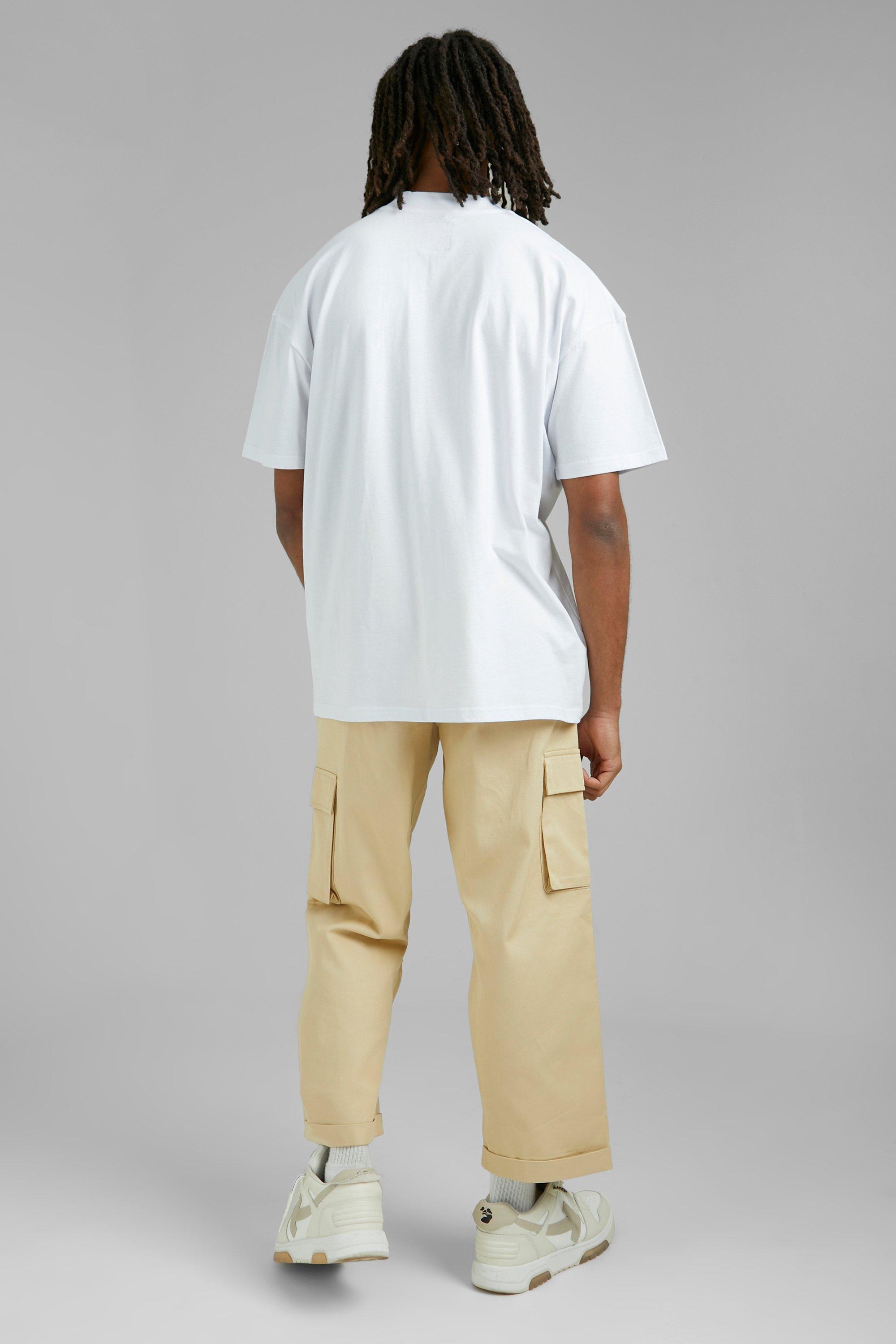 Elastic Waist Skate Cropped Turn up Chino Trouser | boohoo