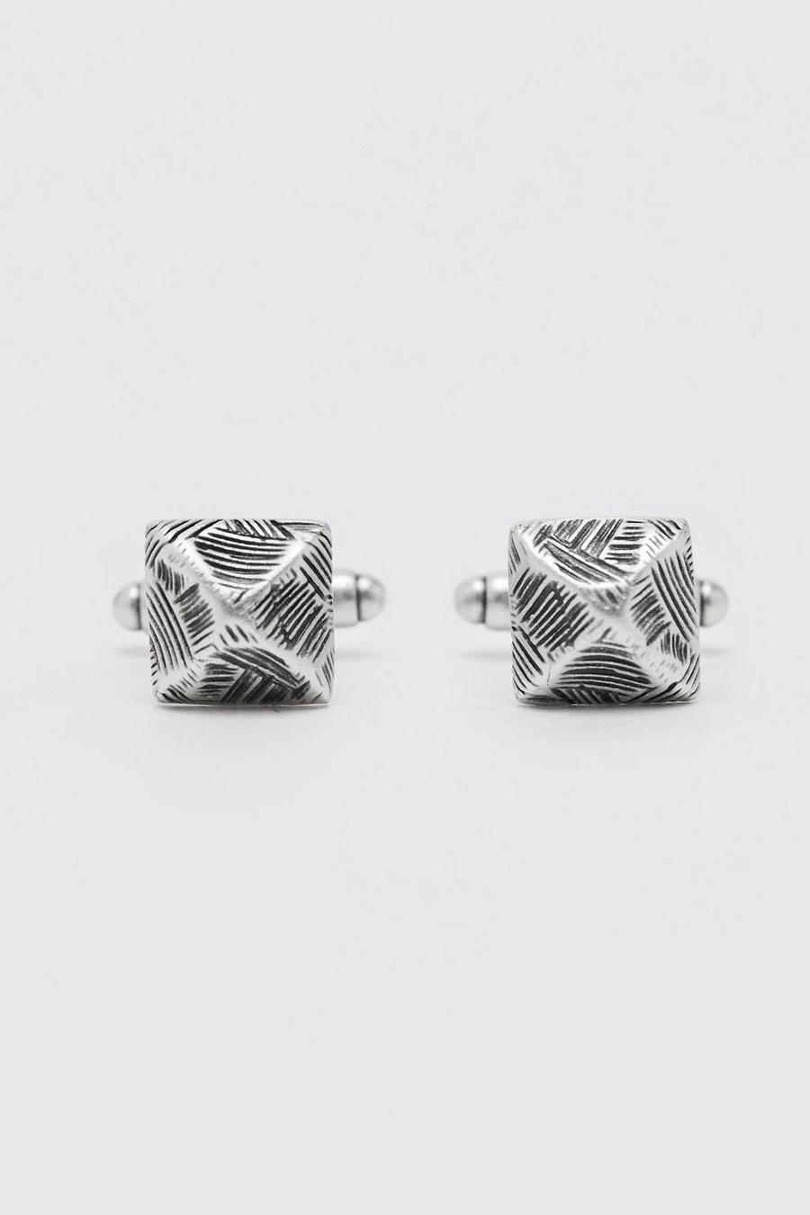 Silver Texture Square Cufflinks