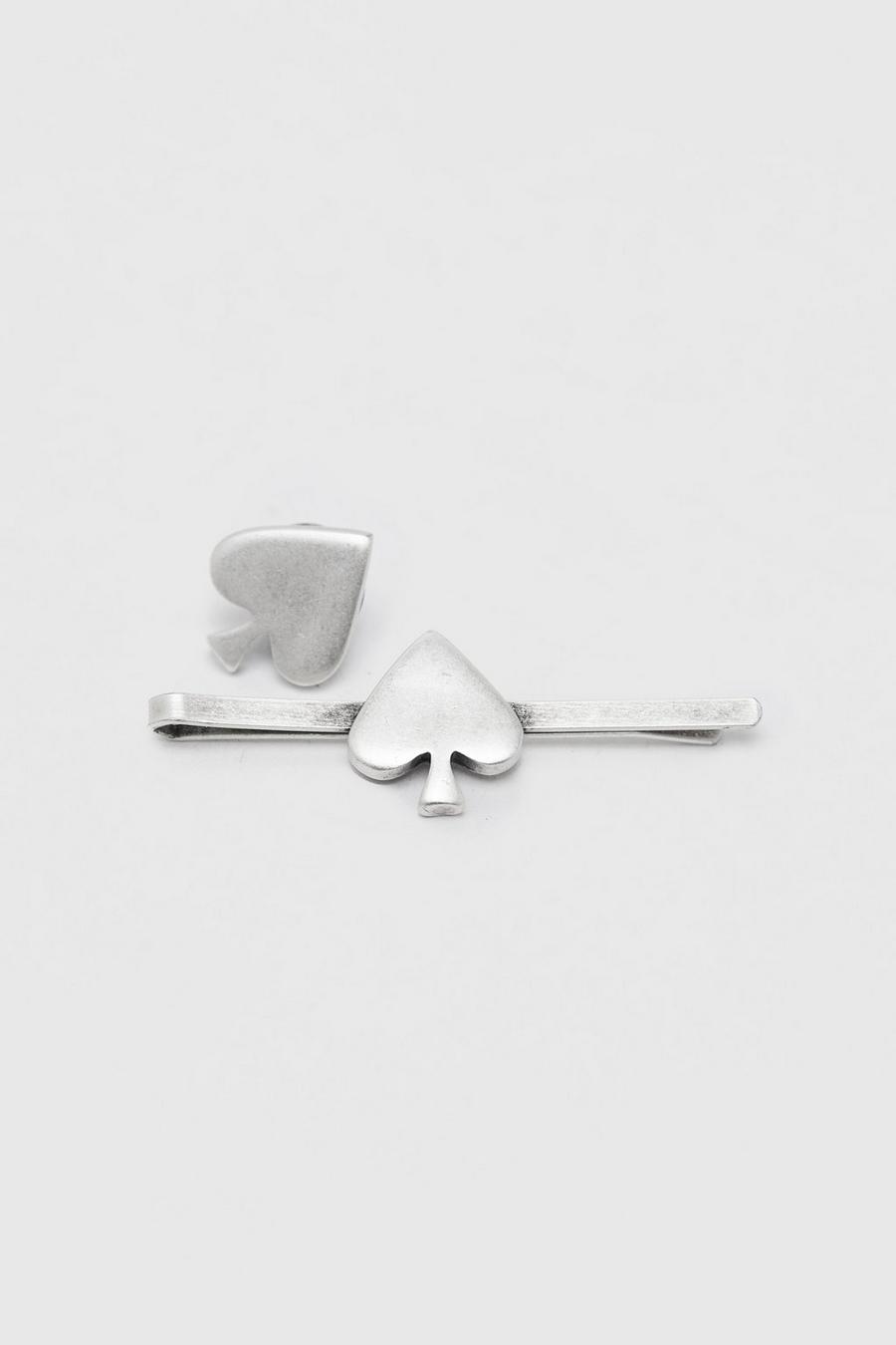 Silver Spade Pin And Tie Bar image number 1