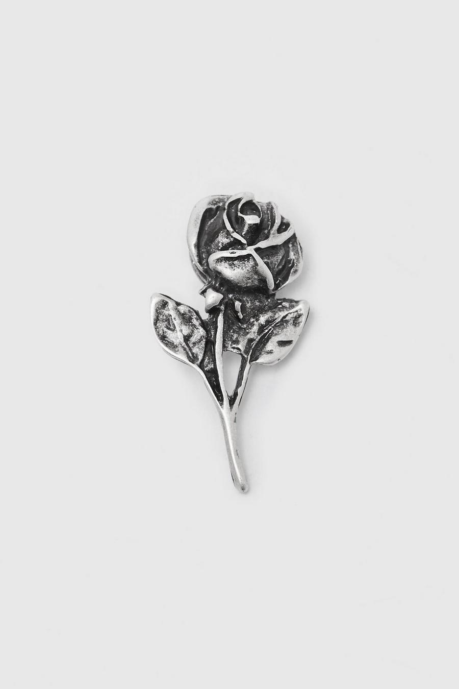 Silver Rose Pin Brooch