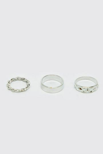 Silver Texture Rings 3 Pack