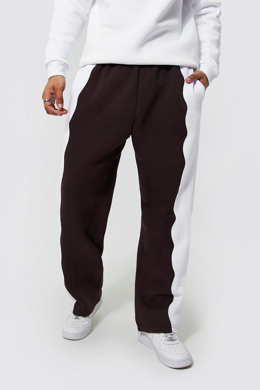 Chocolate brown Wide Leg Curved Panel Jogger