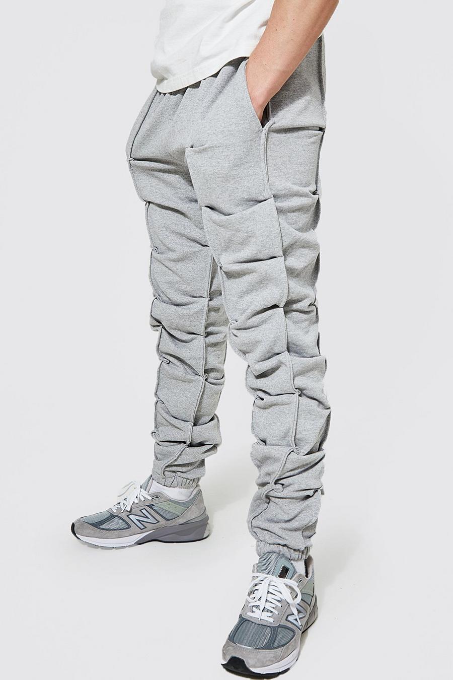 Grey marl Relaxed Fit All Over Pleated Jogger image number 1