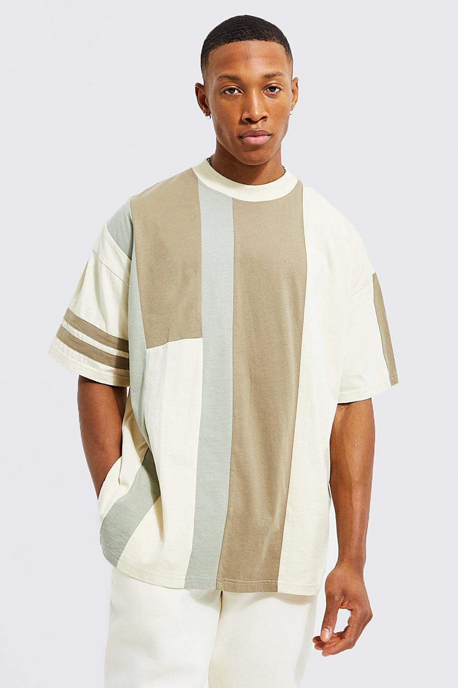 Oversize Colorblock T-Shirt, Taupe image number 1