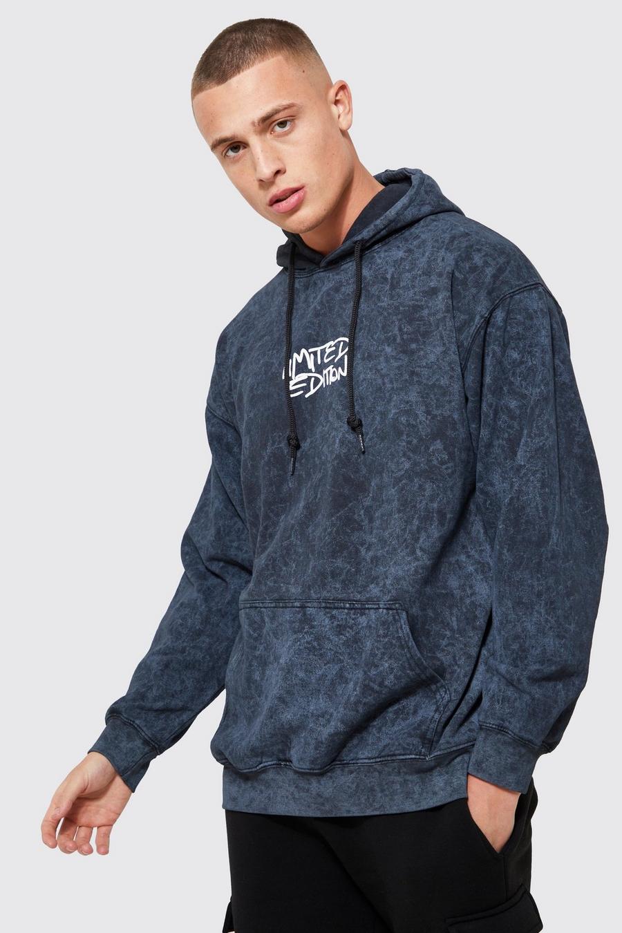 Charcoal Oversized Limited Edition Acid Wash Hoodie image number 1