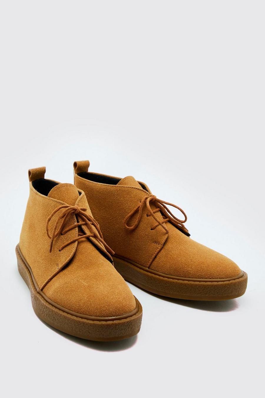 Desert boots en faux daim à semelle en caoutchouc, Brown marron