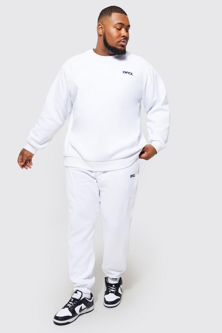 White Plus Loose Fit Ofcl Panel Sweater Tracksuit image number 1