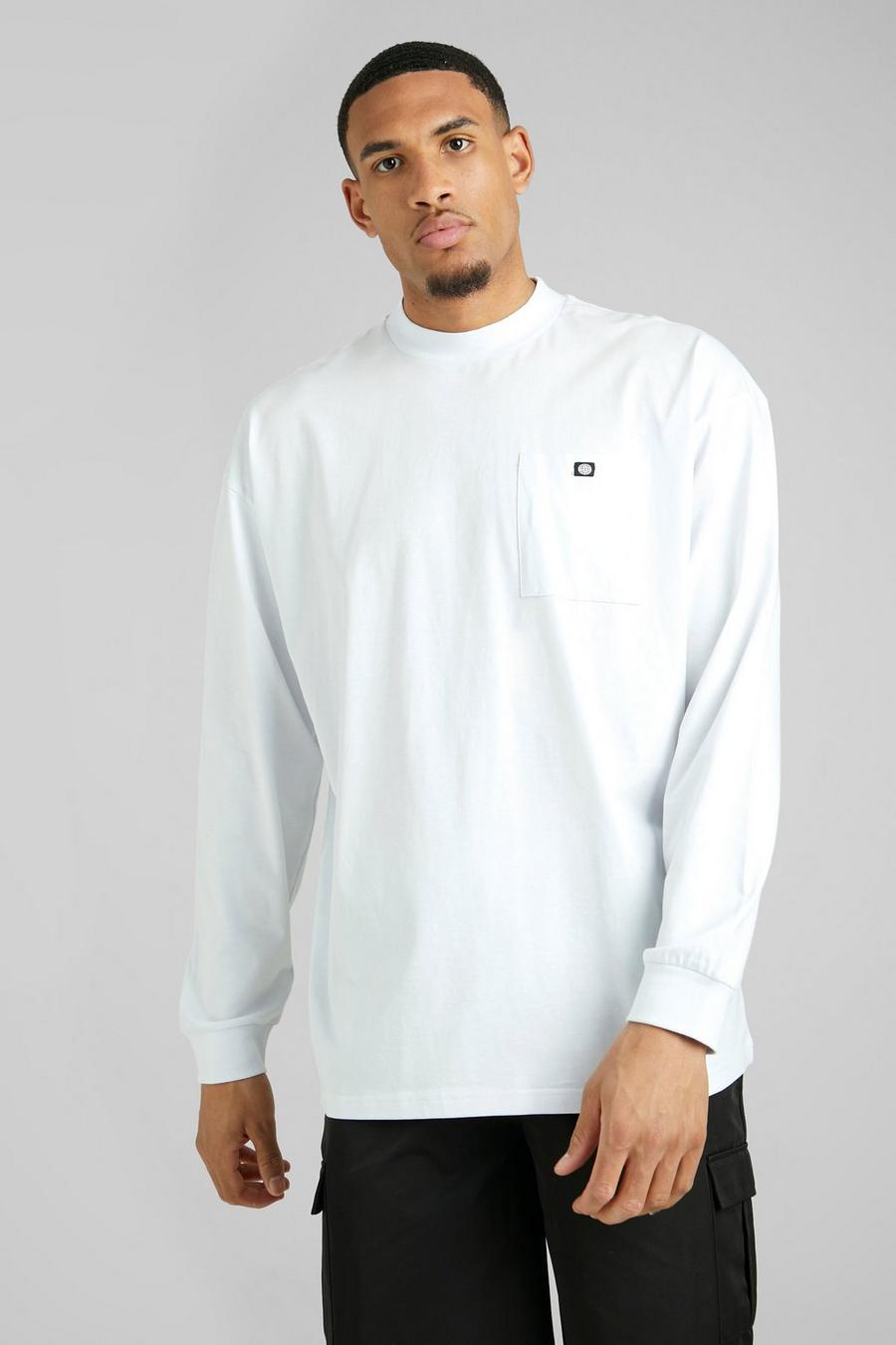 Camiseta Tall oversize gruesa con bolsillo, White bianco