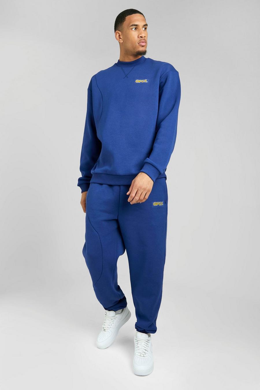 Navy marinblå Tall Oversized Ofcl Panel Sweater Tracksuit image number 1