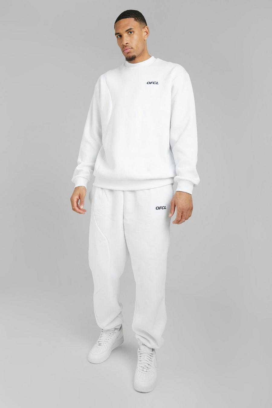 White Tall Oversized Ofcl Panel Sweater Tracksuit image number 1