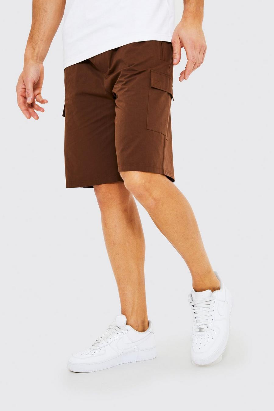 Pantaloncini Cargo Tall in Shell pesante, Chocolate image number 1