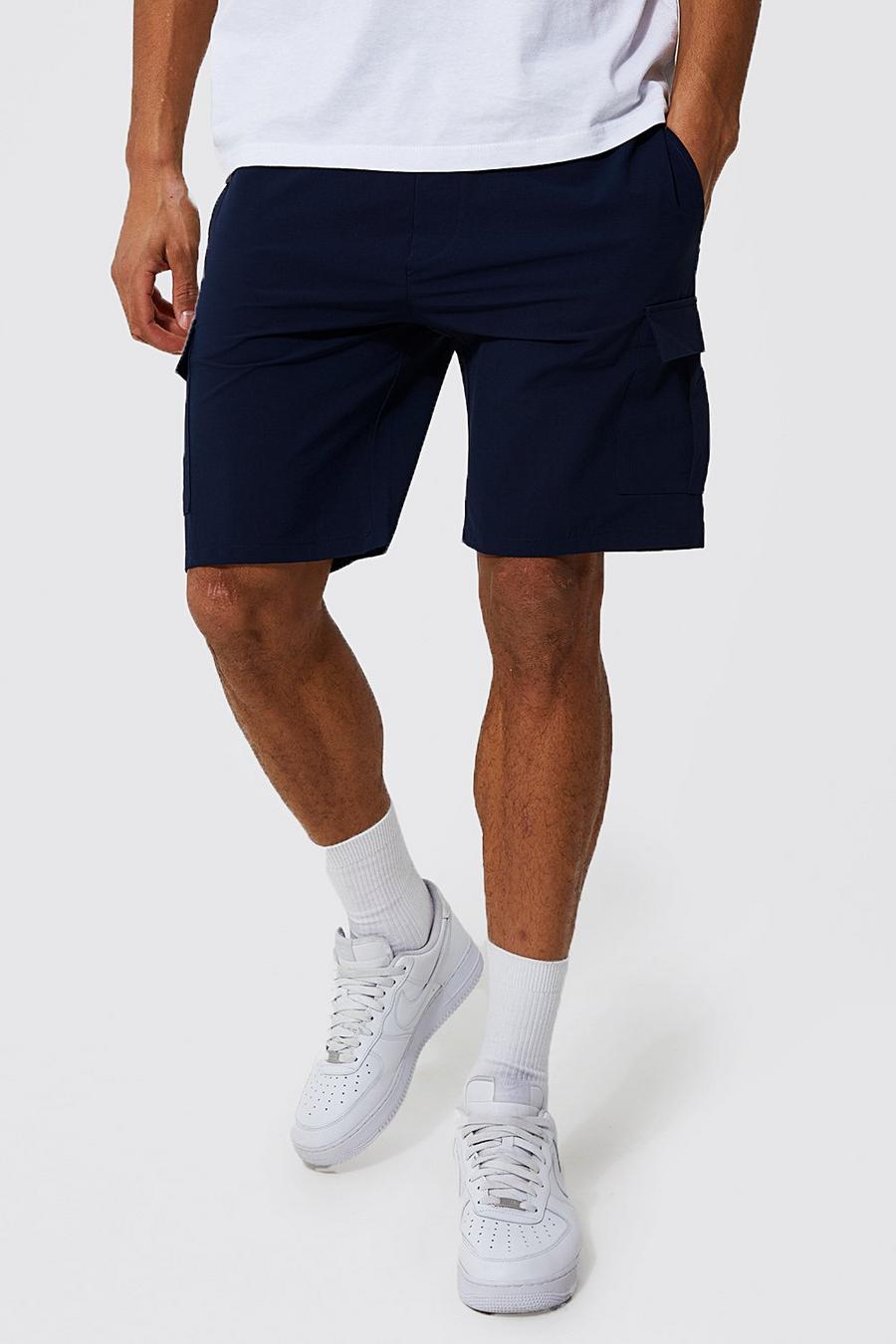 Navy Tall Technical Stretch Cargo Shorts image number 1
