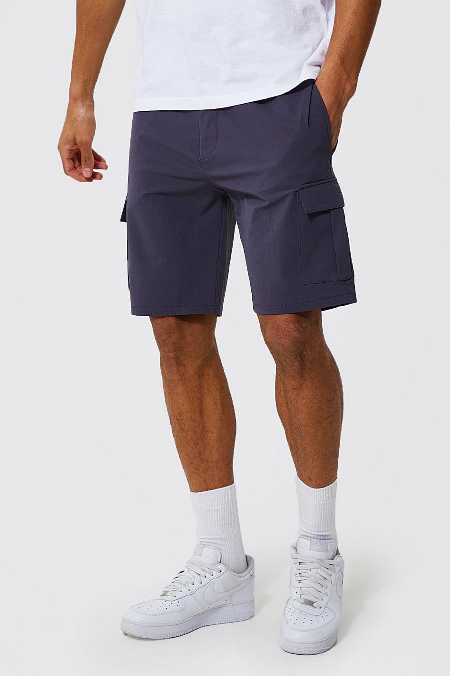 Grey Tall Technical Stretch Cargo Shorts image number 1
