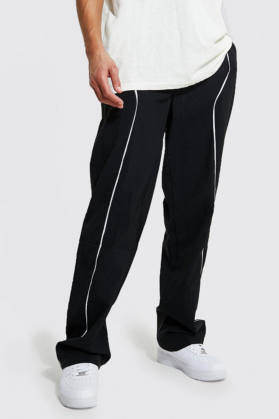 Black Tall Relaxed Shell Trouser With Piping Detail image number 1