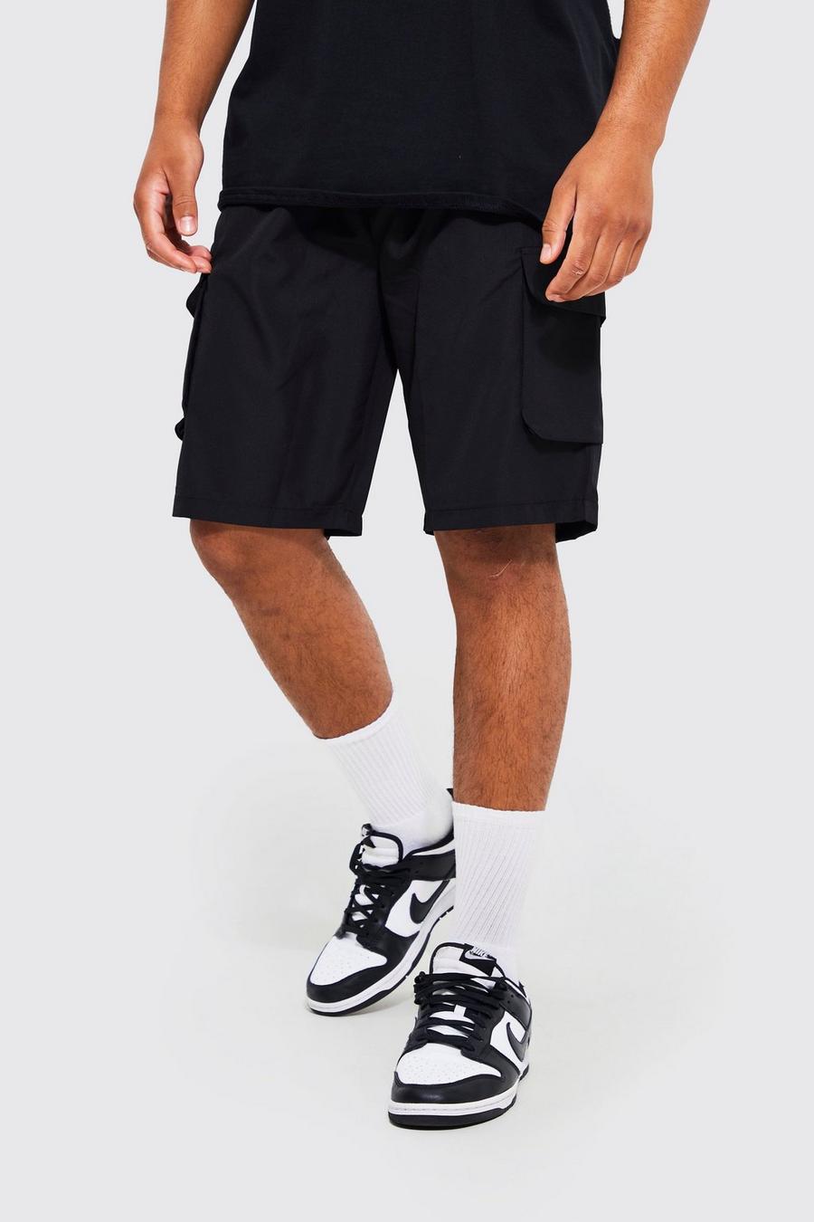 Black Tall Ripstop 3d Cargo Mid Length Short image number 1