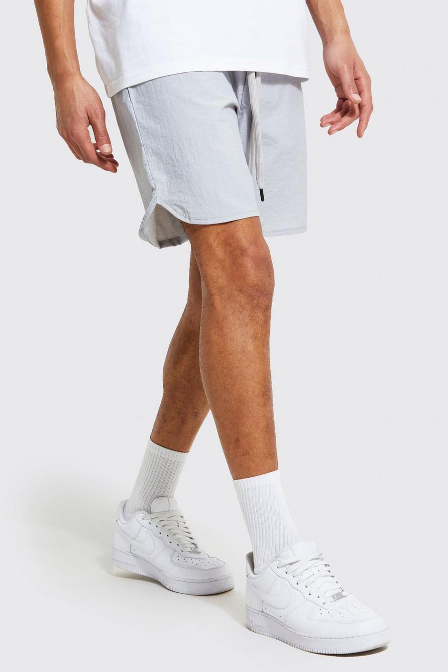 Pantaloncini Tall in Shell goffrato con laccetti lunghi, Light grey grigio