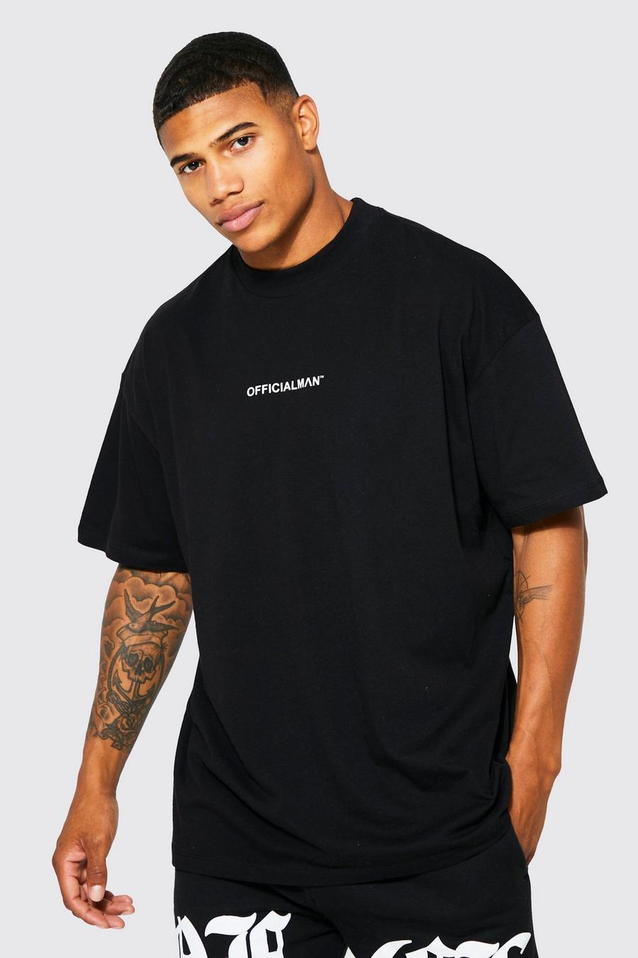 Black noir Official Man Oversized T-Shirt Met Brede Nek
