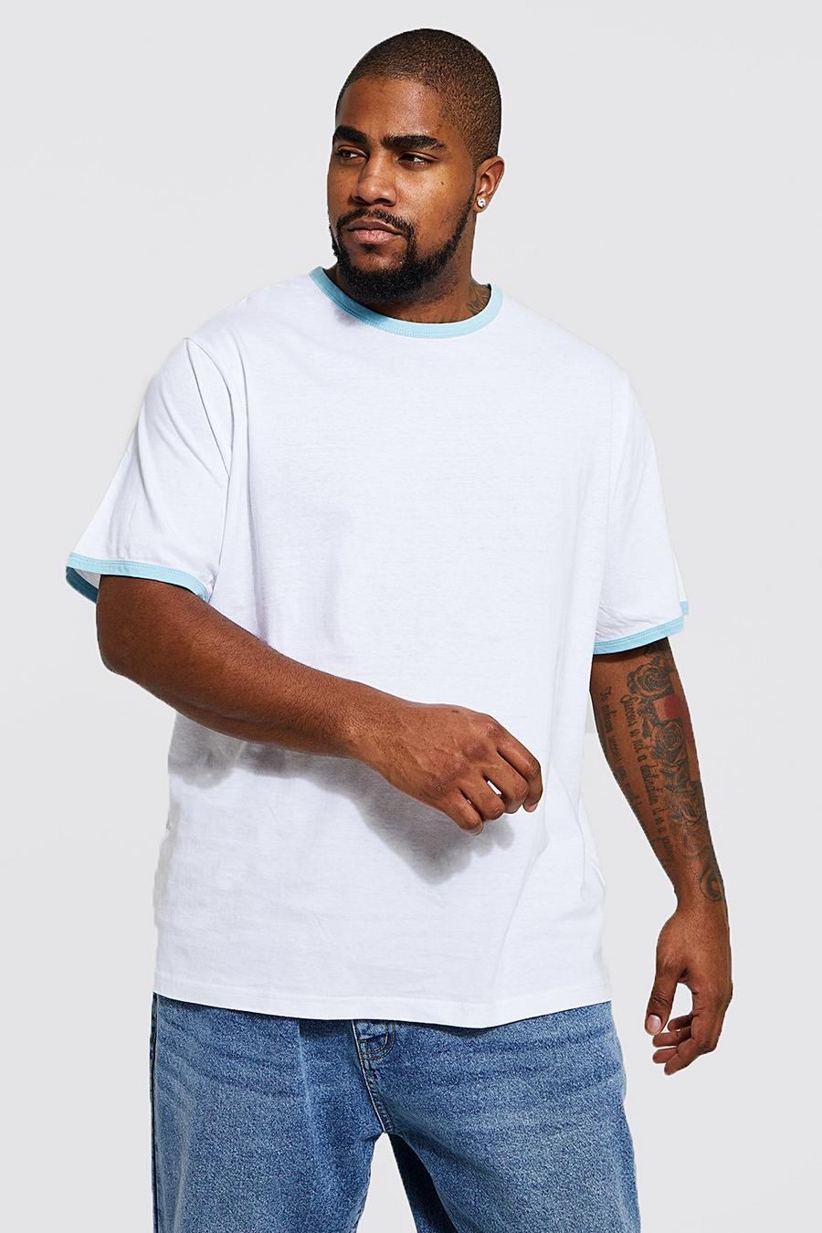 Camiseta Plus con ribetes en los filos, White bianco image number 1