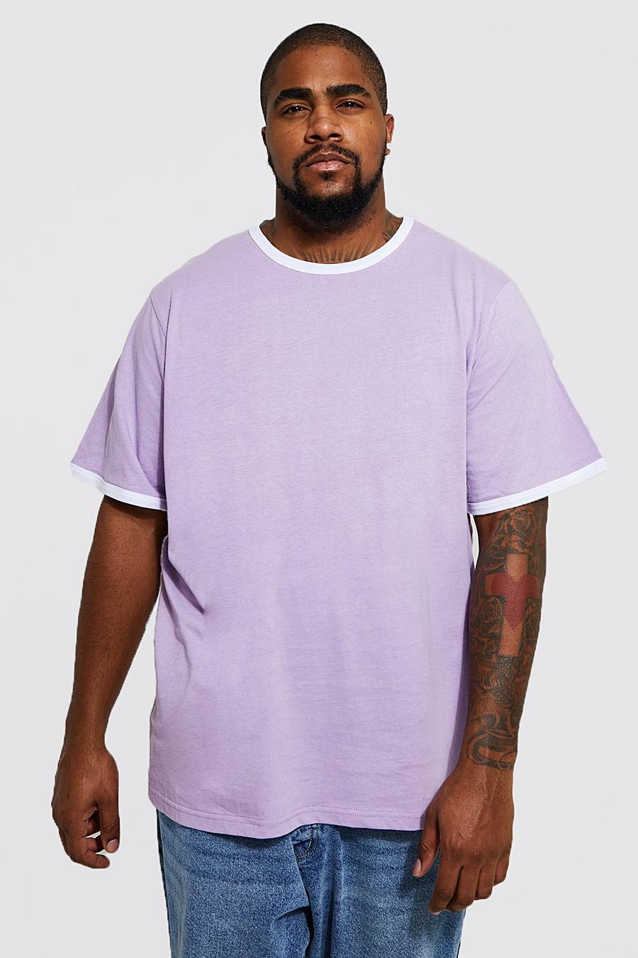 Lilac violet Plus Ringer Detail T-shirt