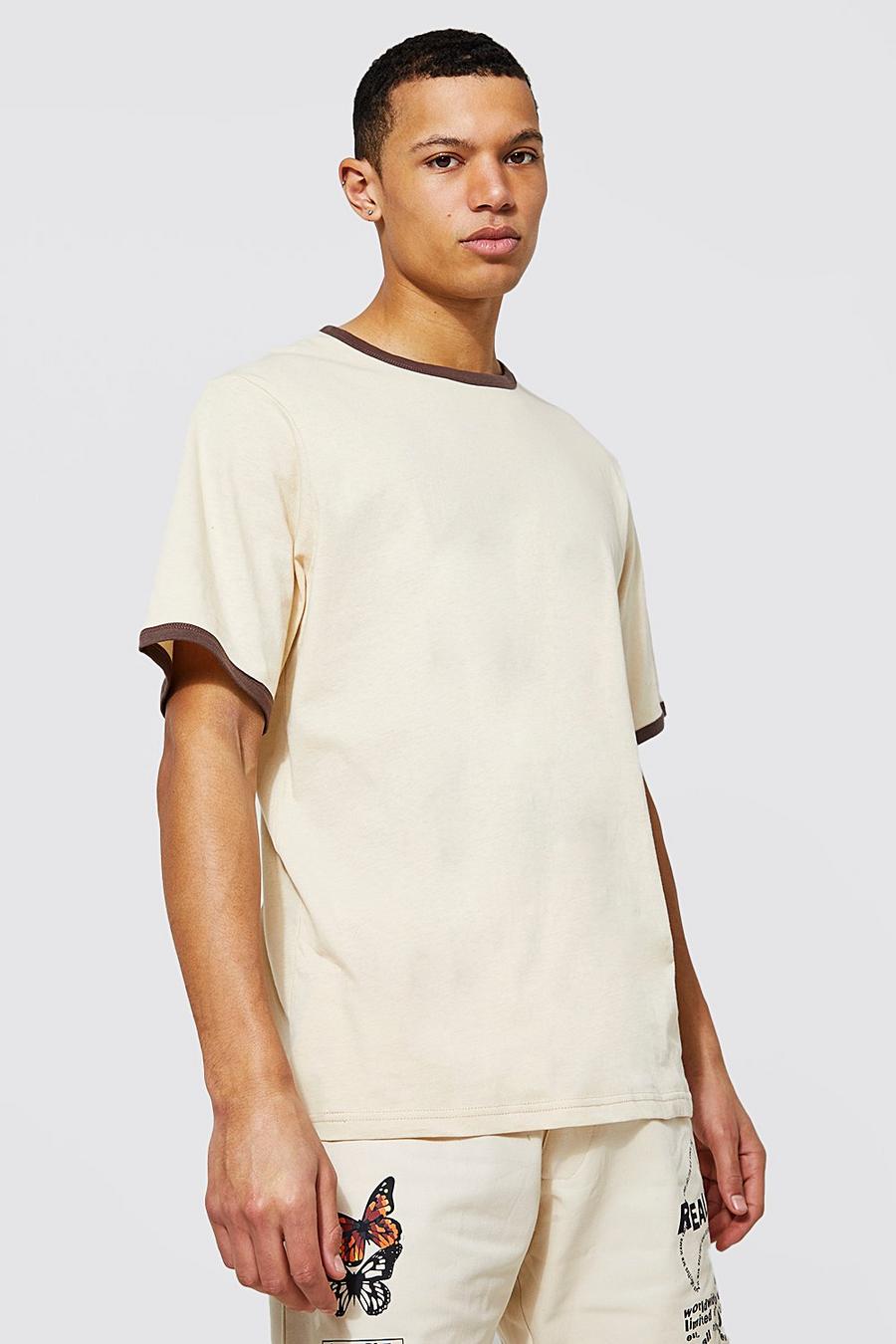 Sand Tall T-Shirt Met Contrasterende Zoom image number 1