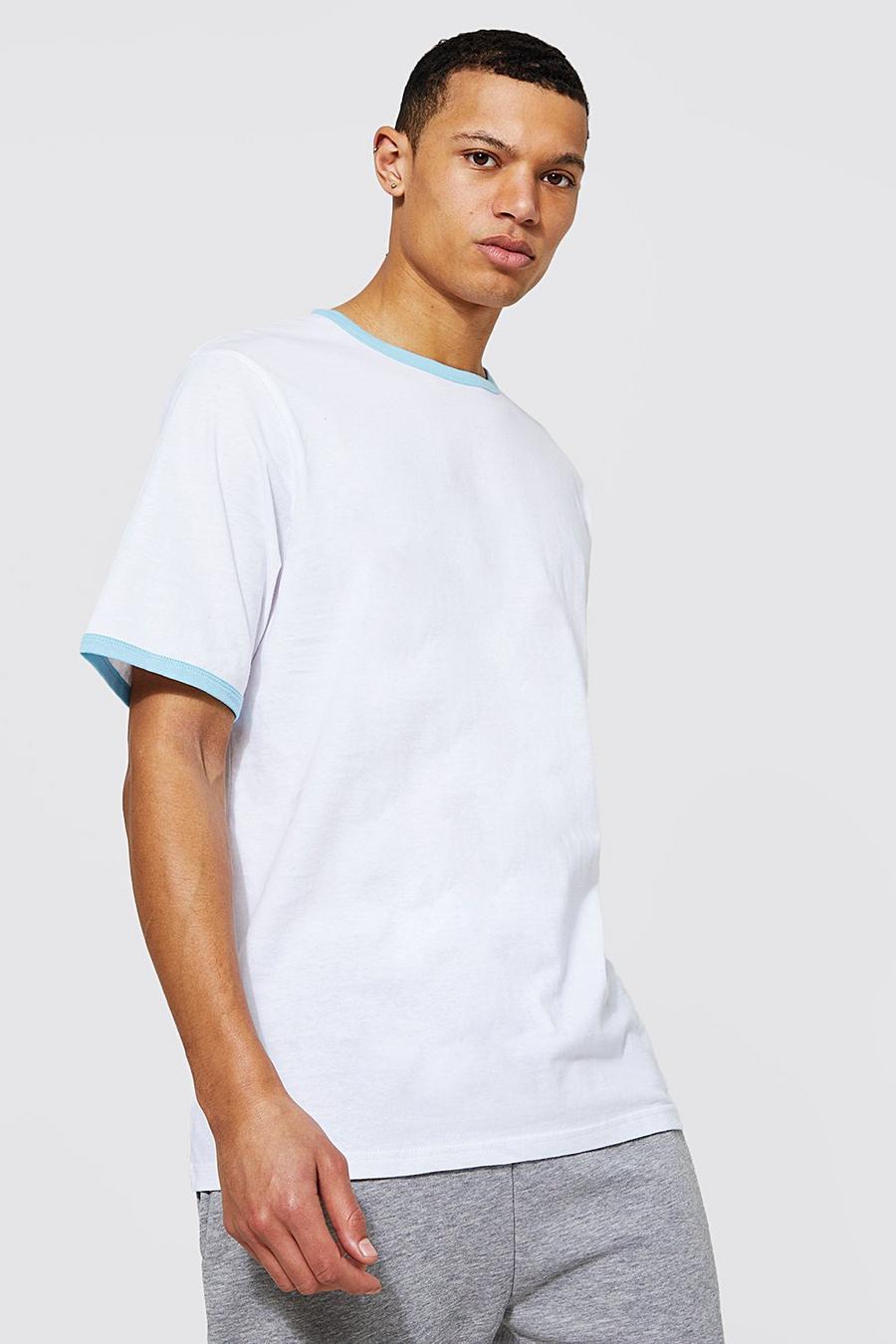 White vit Tall - T-shirt med kantband image number 1