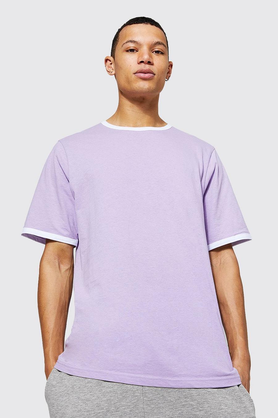 T-shirt Tall con bordi a contrasto, Lilac viola