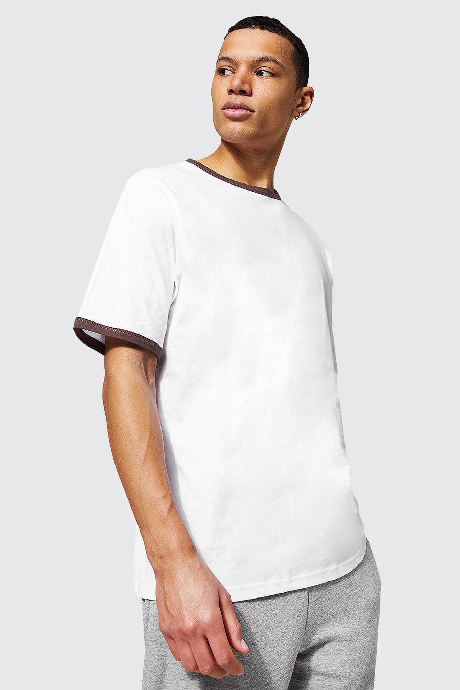 Tall T-Shirt mit Ringer Detail, White image number 1