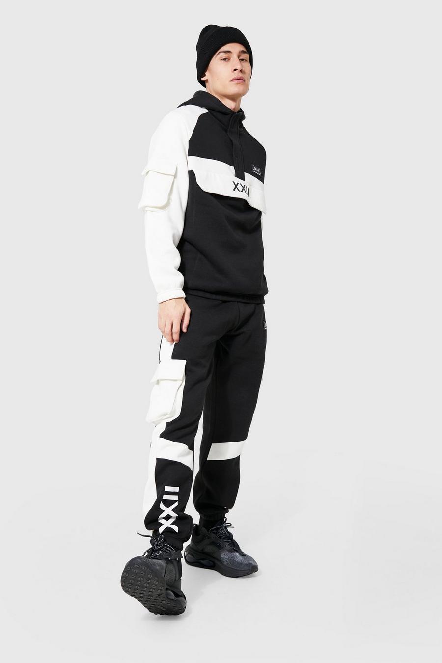 Black Man Cargo Tracksuit With Panels image number 1