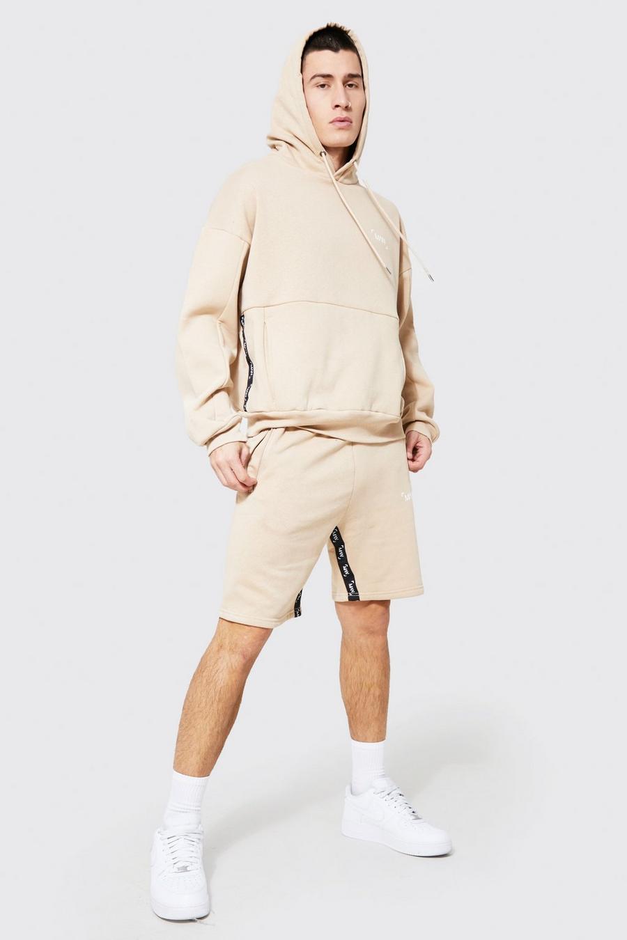 Sand Oversized Short Tracksuit With Man Tape image number 1