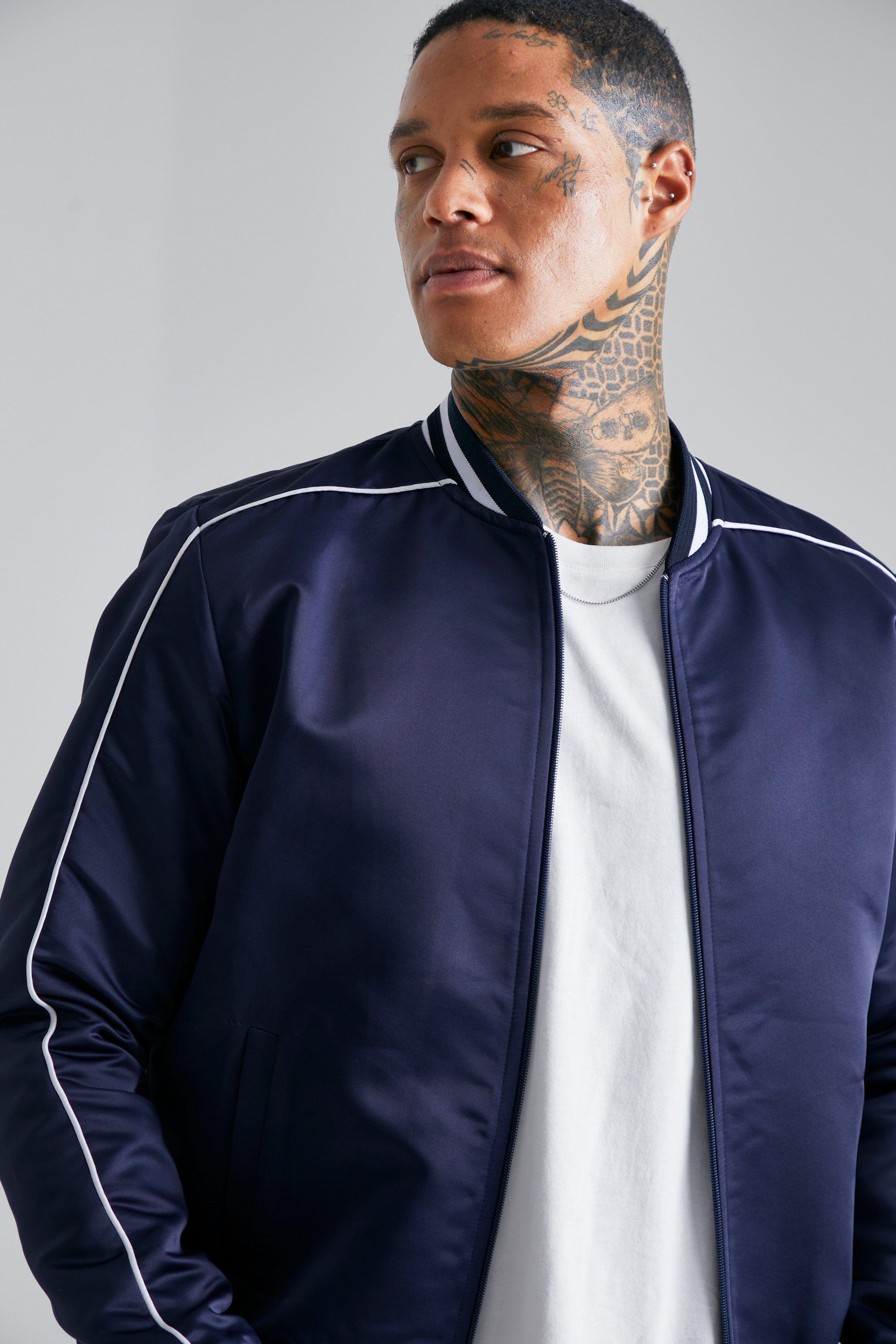 Navy satin outlet jacket