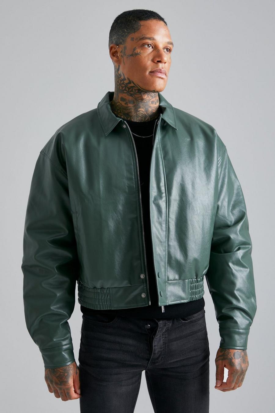 Forest Pu Boxy Bomber With Harrington Collar image number 1
