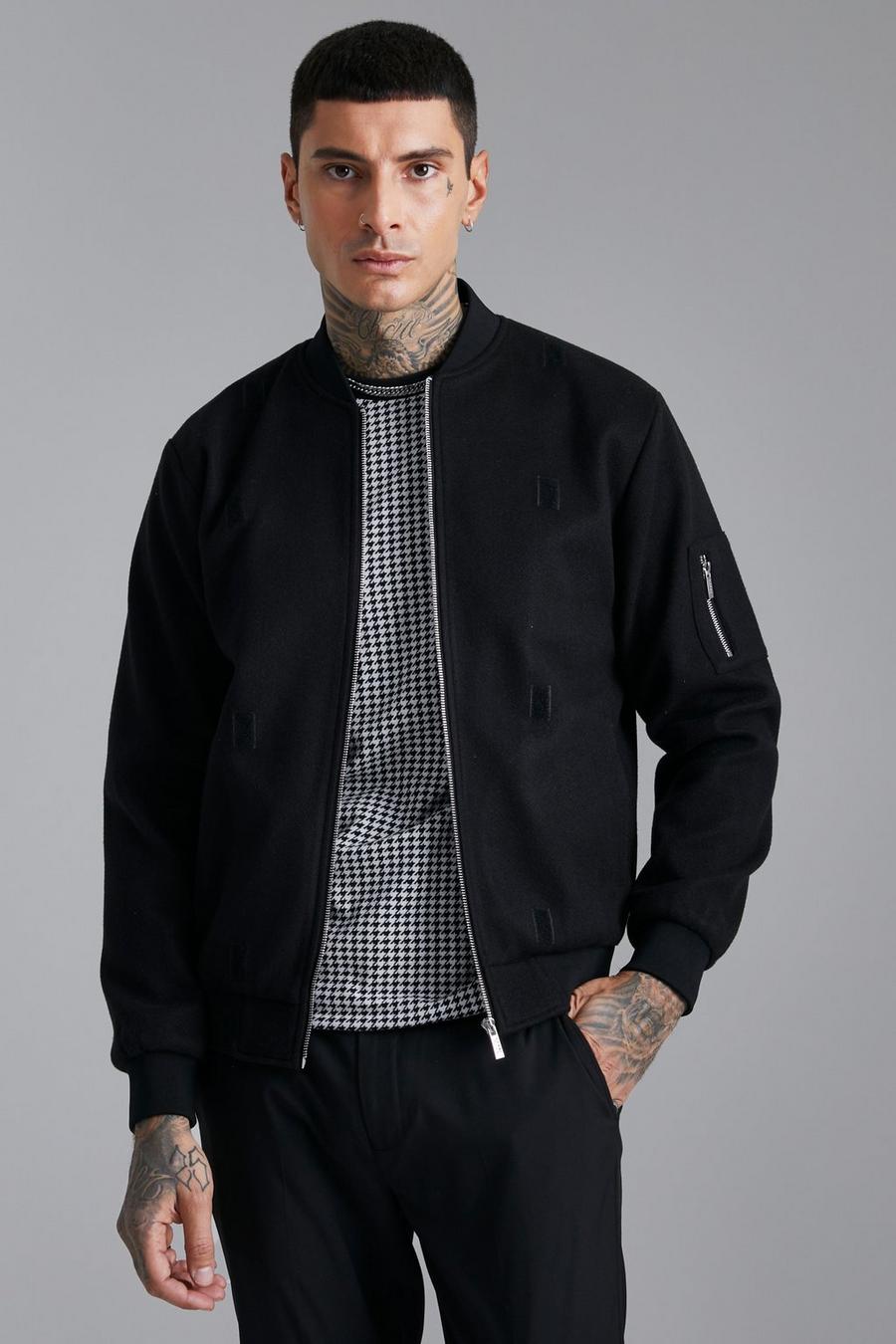 Black Nylon Bomber With Front Placket  image number 1