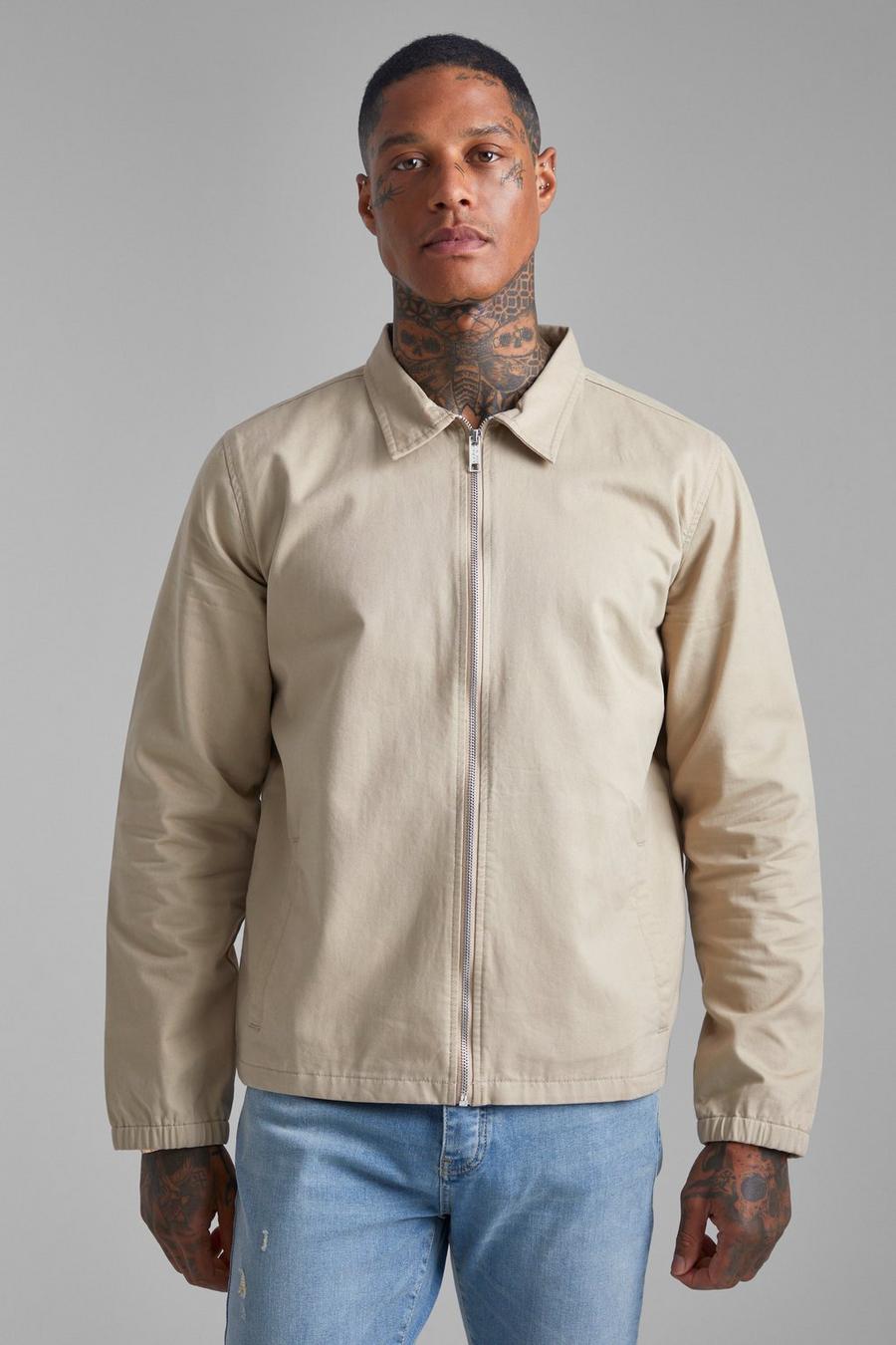 Giacca Harrington in twill, Stone image number 1