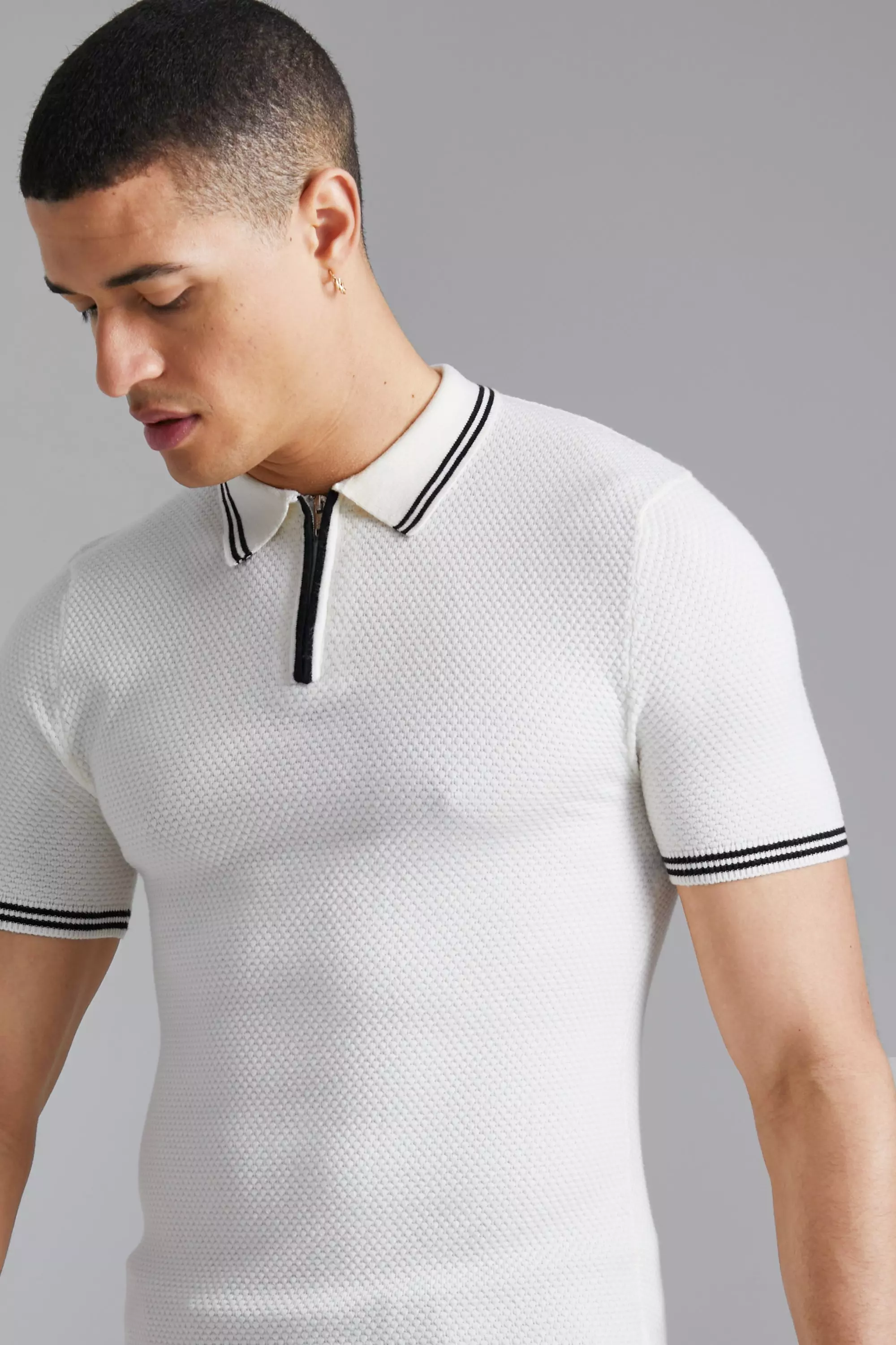 Muscle fit hotsell knitted polo