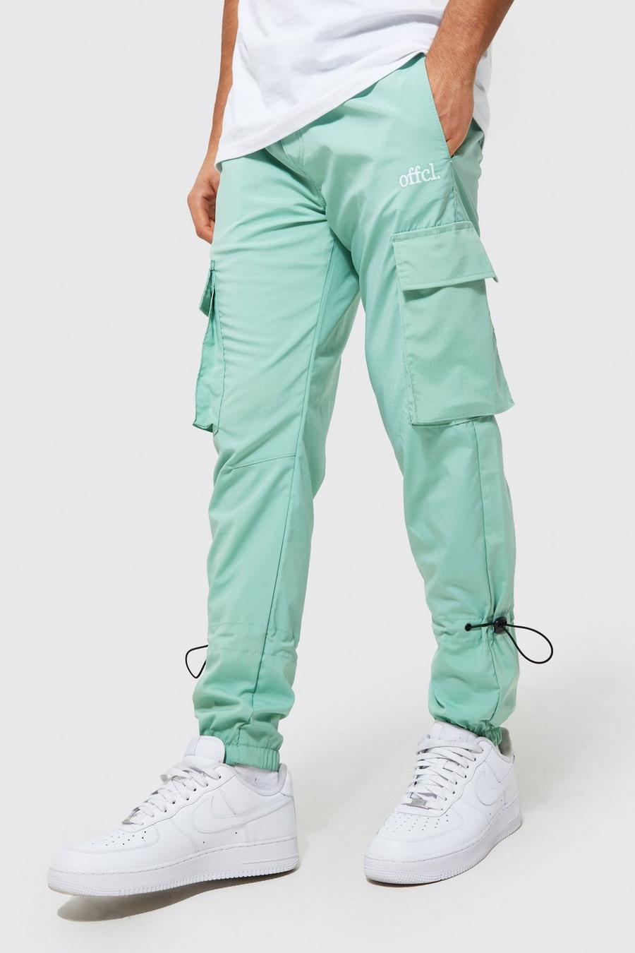 Green Slim Fit Toggle Cargo Trouser With Belt