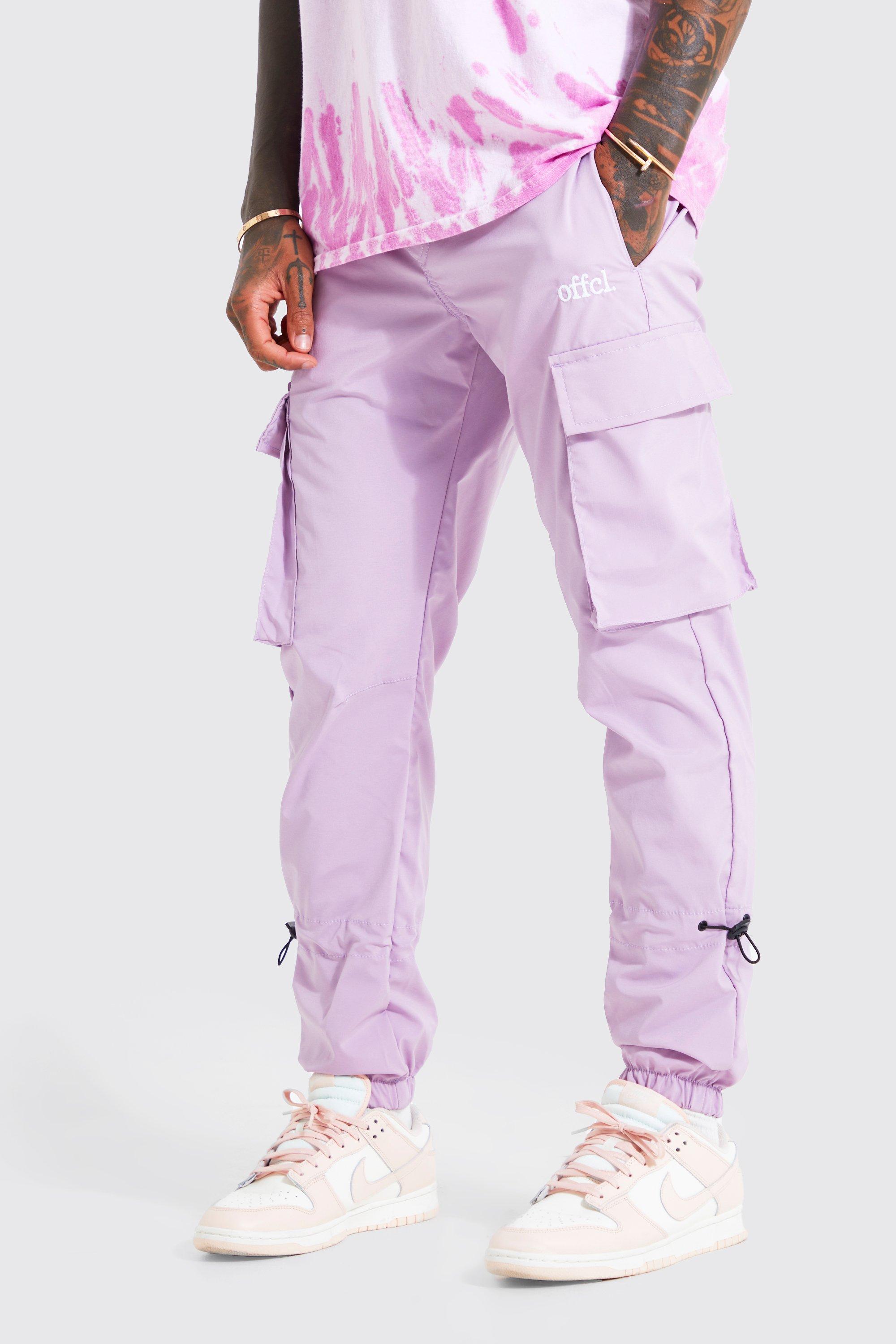 pink cargo trousers mens