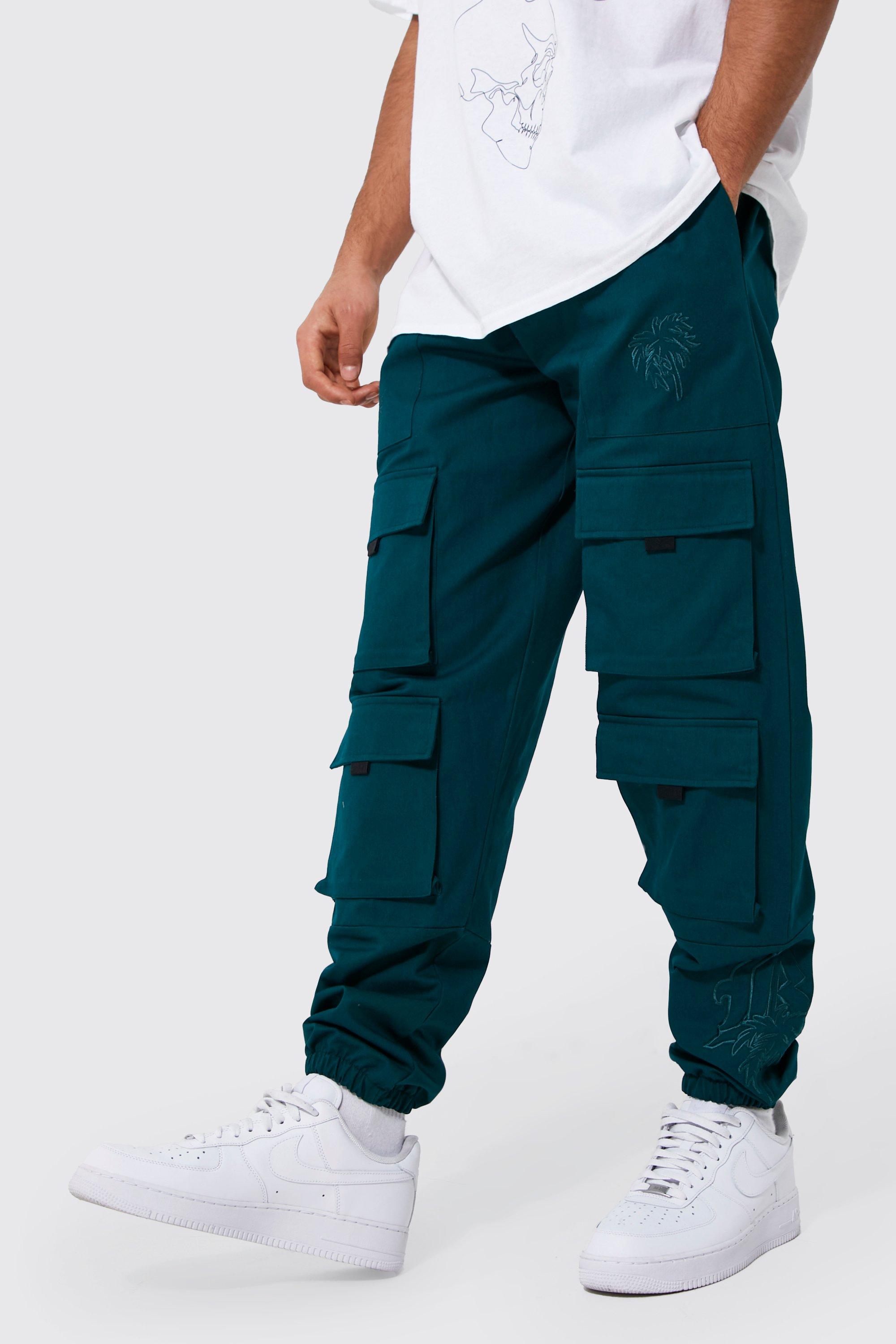 embroidered combat trousers