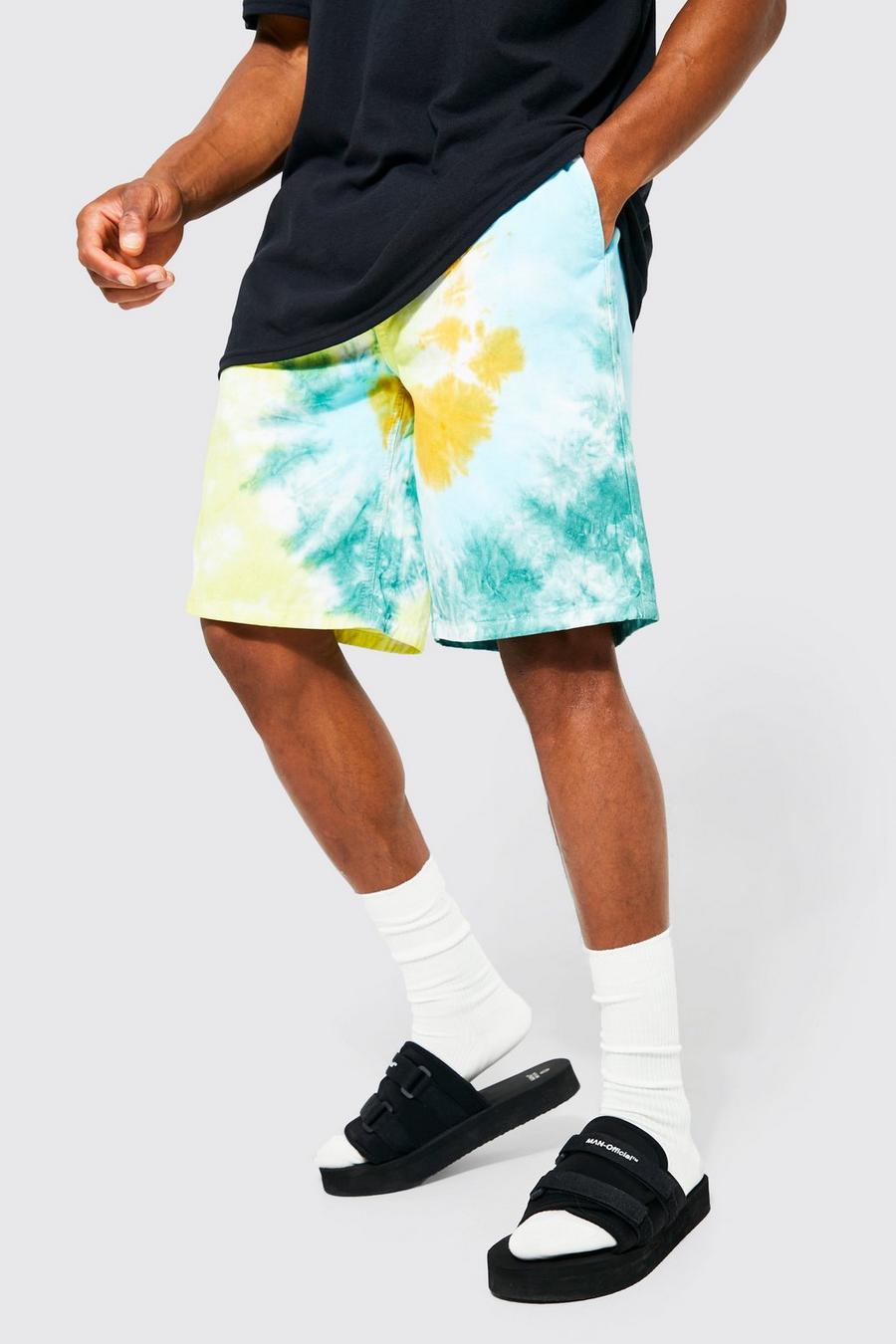 Multi Twill Tie Dye Shorts With Belt Detail image number 1