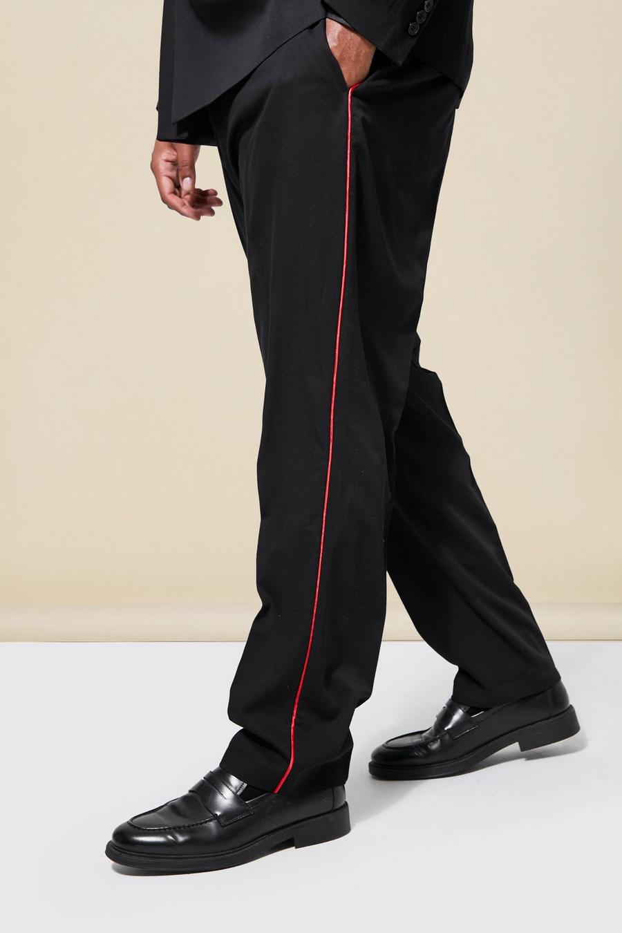 Black Plus Skinny Floral Pipe Suit Trousers image number 1