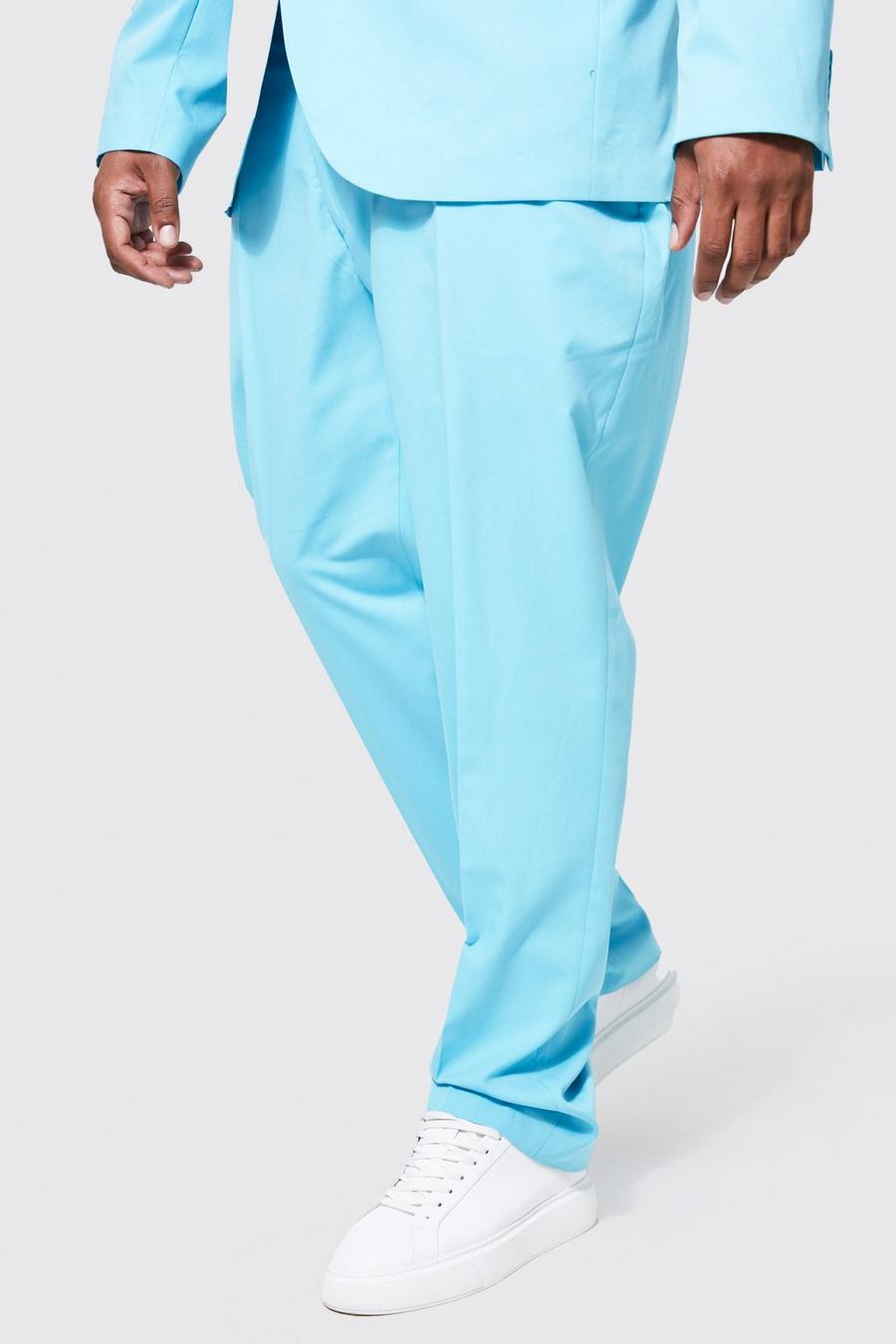Light blue azzurro מכנסי חליפה בגזרה צרה, מידות גדולות image number 1